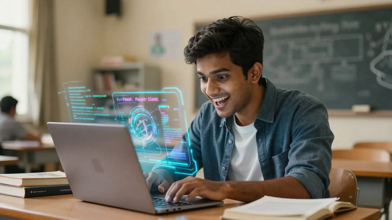 Student laptop AI learning classroom